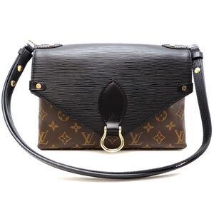 Louis Vuitton Saint Michel Shoulder Bag Epi Noir Brown